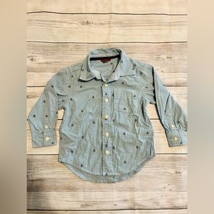 Baby Gap - Boys Blue Striped Nautical Button Down Shirt - Size 3T